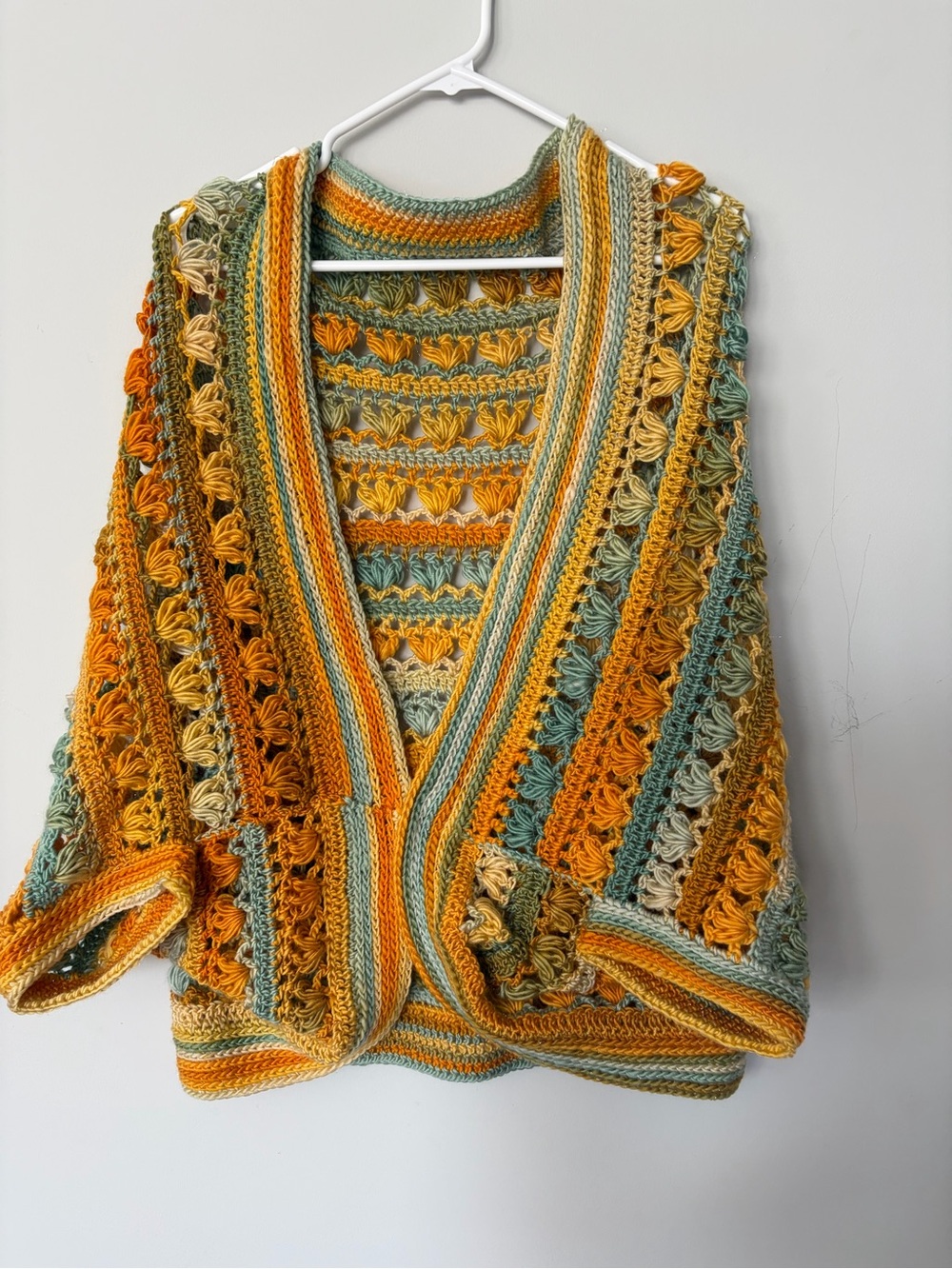 Handmade by me -  Multicolor Crochet Cocoon Cardigan - Fall colors
